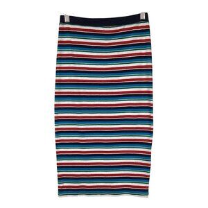 Obey Womens Pencil Skirt SIze XS‎ Xsmall Striped Blue Red Stretch Cotton
